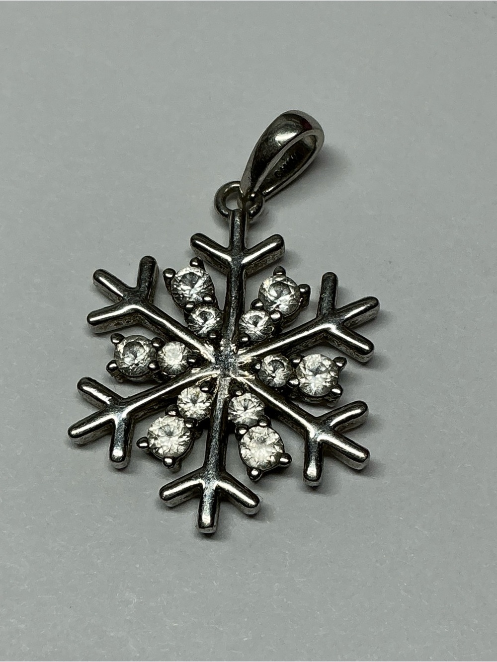 PAJ Sterling Silver Snowflake Pendant with Clear Crystal Accents